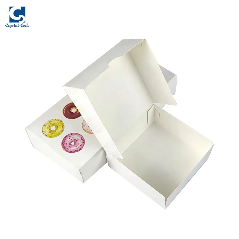 For Pastries Cookie Transparent Lid Package Macaroon Round White Boxes Brown Big Plastic Print Pastry Box