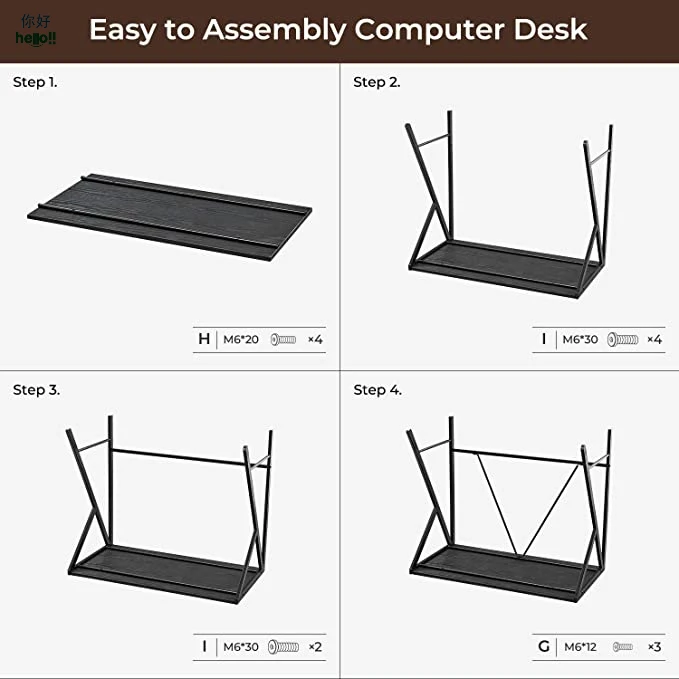 Home Office Wooden Book Studio Writing Table Computer Desk With Shelf Bookshelf