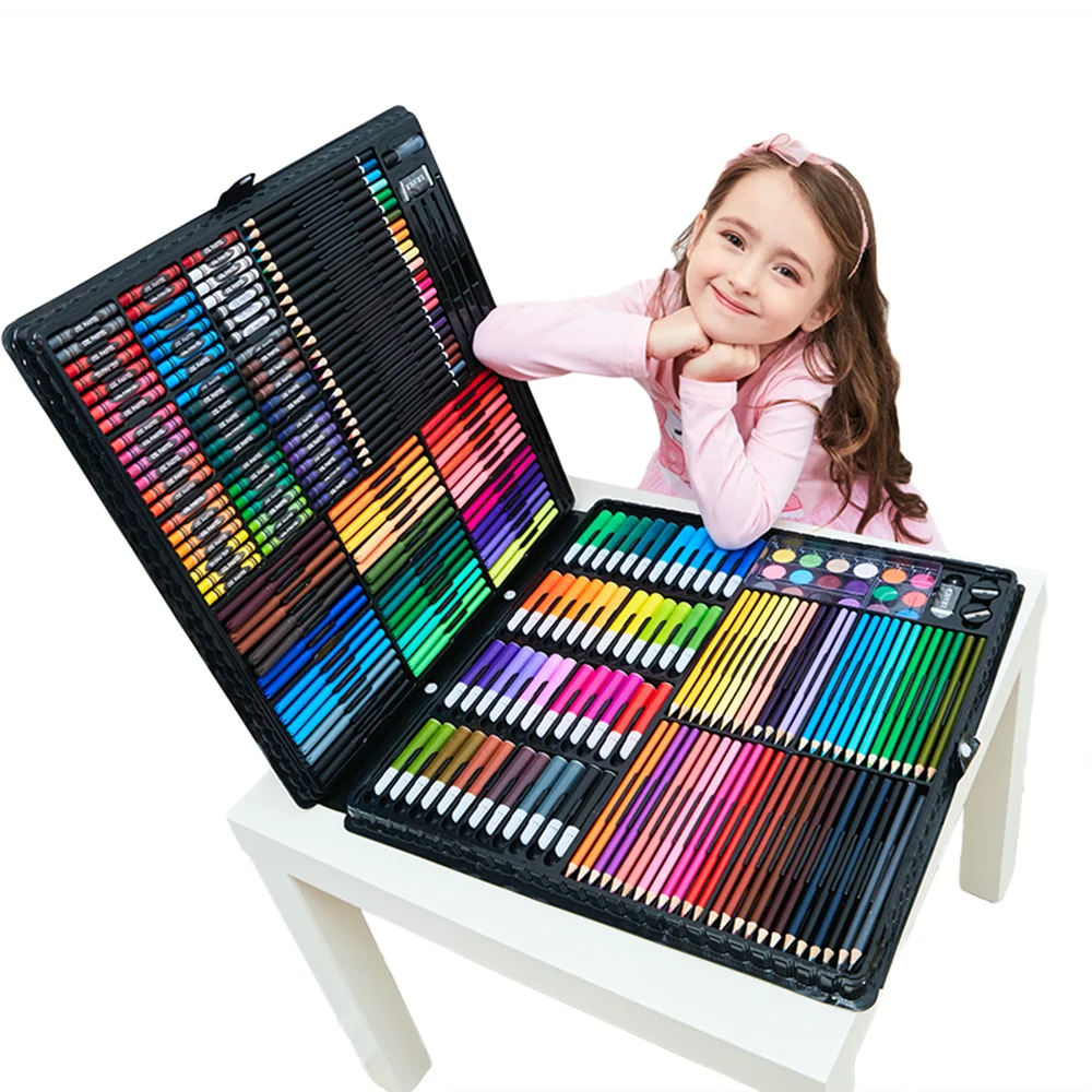 Kids Art Sets 258 Piece Colored Pencils Crayons Oil Pastels Box Gift for Kids Girls Boys Teens Artist Children