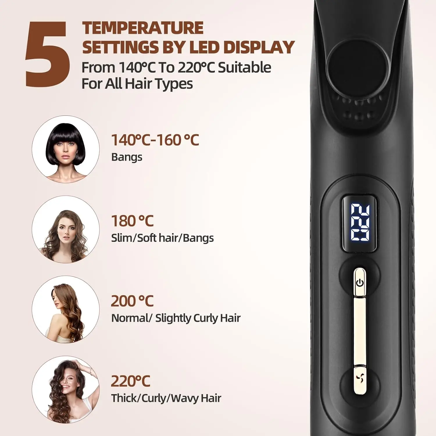 360 Airflow Cooling Air Vents Styler Professional 2 in 1 Curling Iron and Straightener with Ionic Airflow ceramic Flat Iron