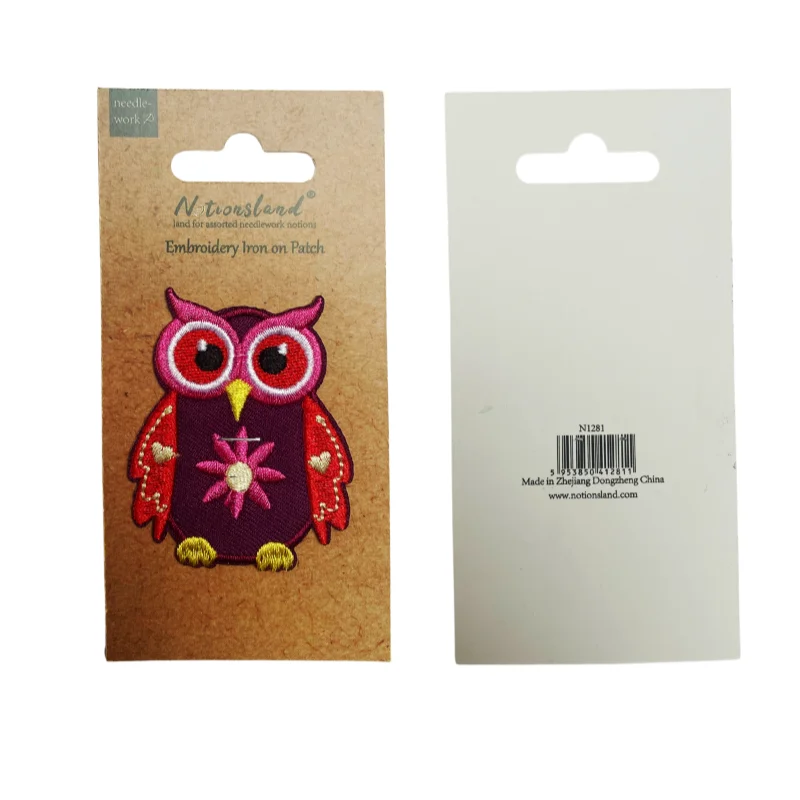 D&D Plastic Free custom mini puff Embroidery Iron on Patch Fabric Sew on Patches for clothes paper card packaging wholesale