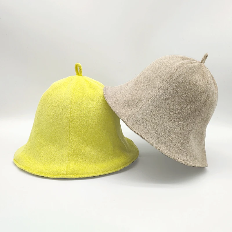 Customized Folding Outdoor Plain Fishing Hats Knitting Bucket Hat Solid Color For Women Toweling Sauna Hat