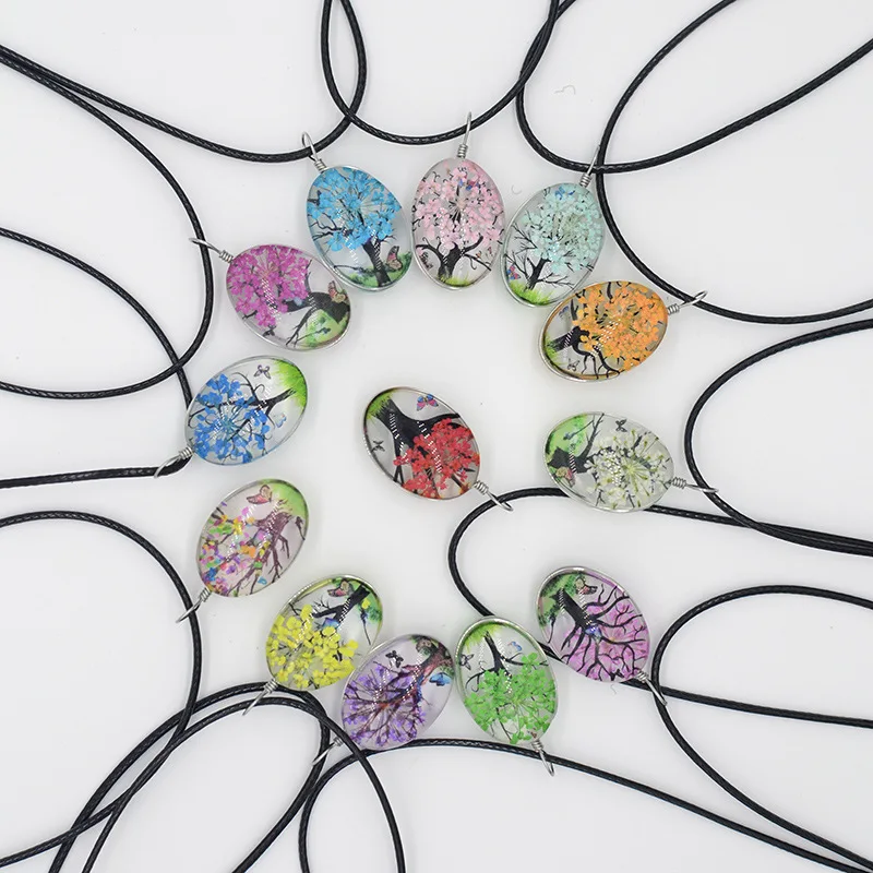 New product 18*25 lace flower small tree necklace dried flower girl foreign trade travel dry special jewelry