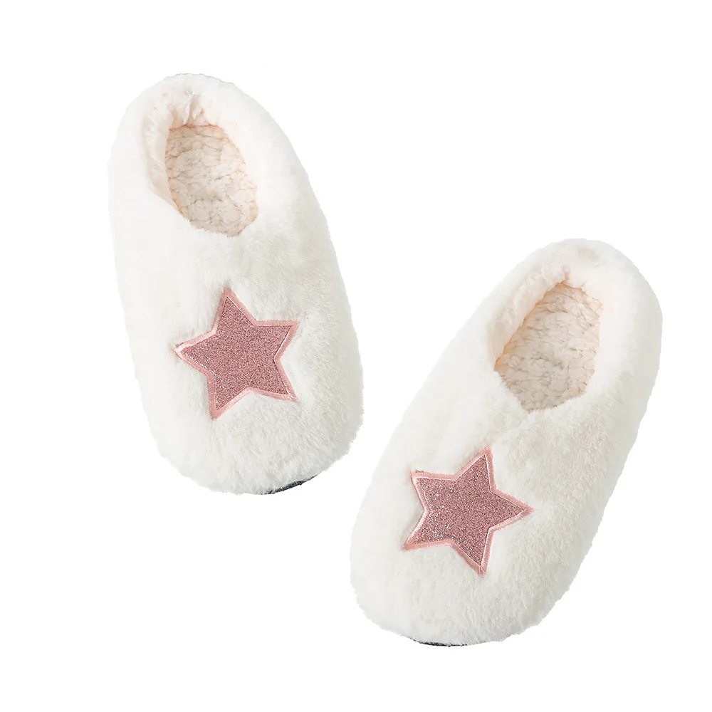 Thick warm Fuzzy Slippers for Women Indoor Fluffy Sherpa Lined house shoes socks non-slip soft soles Cozy Christmas gift