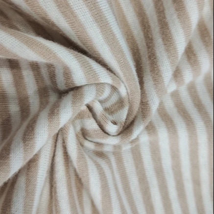 High Quality Plain Soft Breathable Stripe Polyester Cotton CVC Knitted Rib Fabrics for Garment