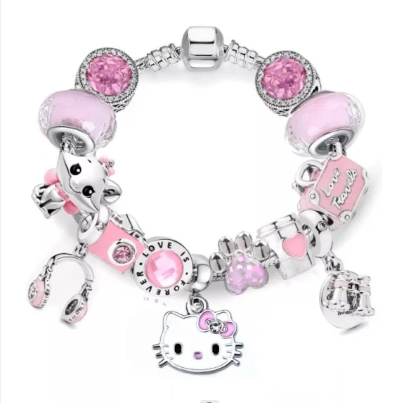 Fine jewelry bracelets & bangles pan dora bracelet hello kit ty gemstone bracelets for birthday gift