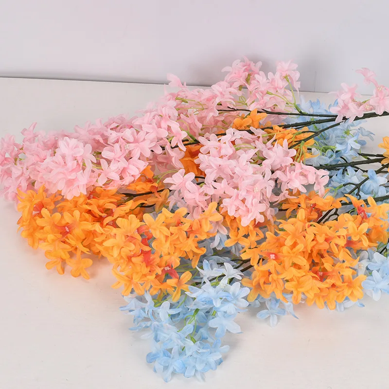 New Style Simulated Lilac Cross Sakura Silk Cherry Blossom Flower Artificial Flower Home Decoration