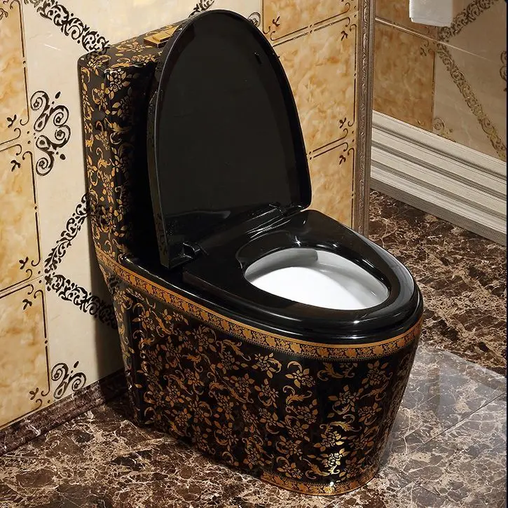 Bathroom sanitary ware one piece gold plated toilet