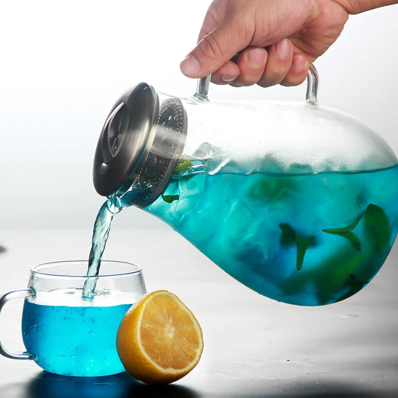 Hot sale 1900ml Creative glass juice pot Home filter glass cold water bottle