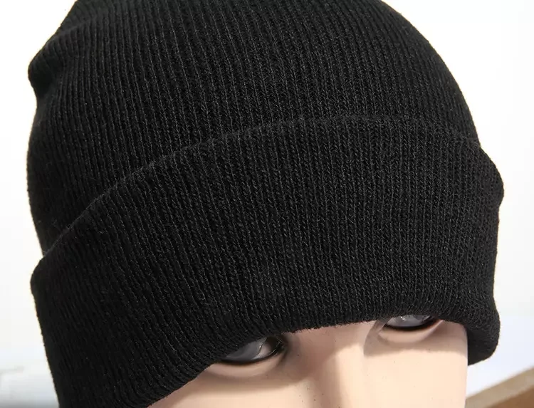 8230002 Logo Designed Unisex Knitted Plain 100% Acrylic Caps Custom Beanie Winter Hat