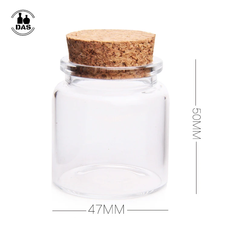 50 ml Small Glass Tube Vials with Cork Tops Tiny Bottles Little Empty Jars 47*50mm
