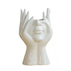 Body Head Hydroponics Creative Face Ceramic Vase Home Decor