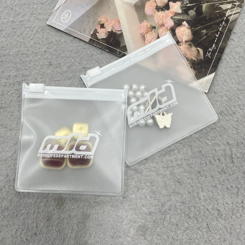 Printed Mini Ziplock Bags For Jewelry , Boutique Earring Packaging Bag With Logo, Custom Jewelry Gift Zipper Bags Plastic