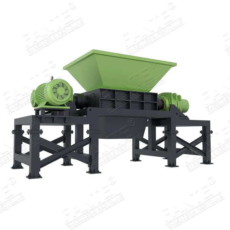 Double Shaft Waste Cardboard Paper Tire Rubber Metal Scrap Wood Lump Barrels Drums Pipe And Plastic Shredder For Recycling