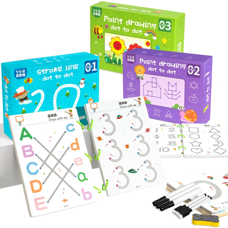 Drawing Tablet Pen Hand Training Children Montessori Toys Educational Shape magic tracing book for kids