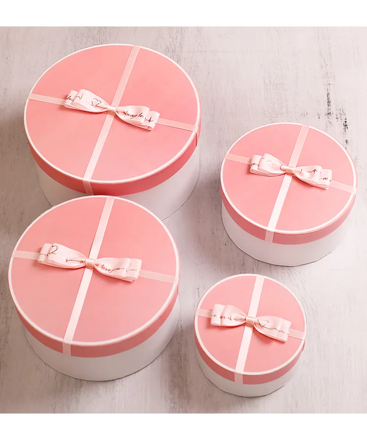  Hug bucket with souvenir round flower gift box lipstick heaven and earth cover wedding candy packaging customizat