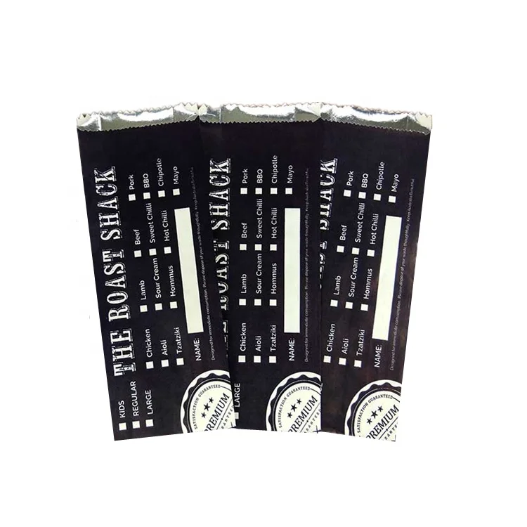 Fried Food Packaging Doner Kebab Paper Bags aluminium bag food Heat Seal Disposable CMYK Coated Paper Flexo Printing