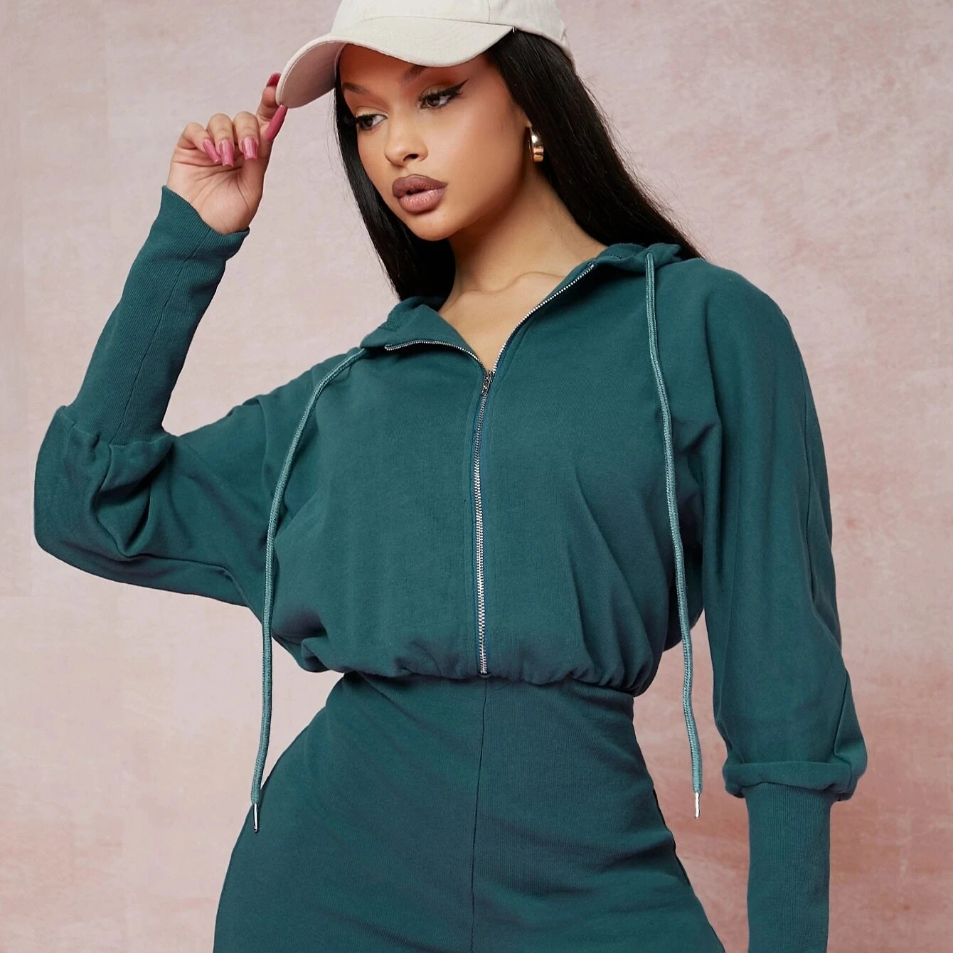 Spring and Summer cotton women jogger set wholesale women zipper sweatsuit hoodies