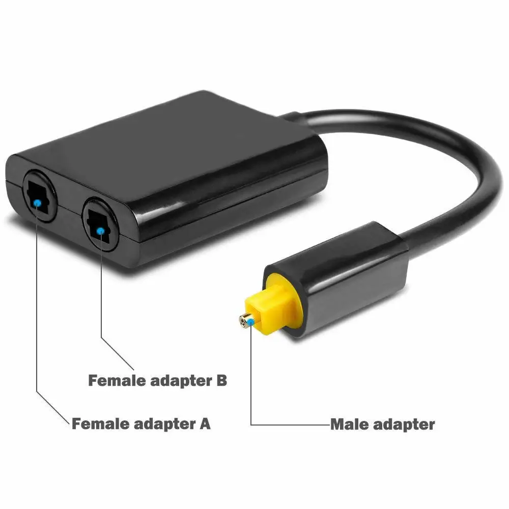 GY02 Adapter 1 input 2 Output Dual Port Toslink one divide into two Audio patch cord Splitter Optical Fiber Audio Cable
