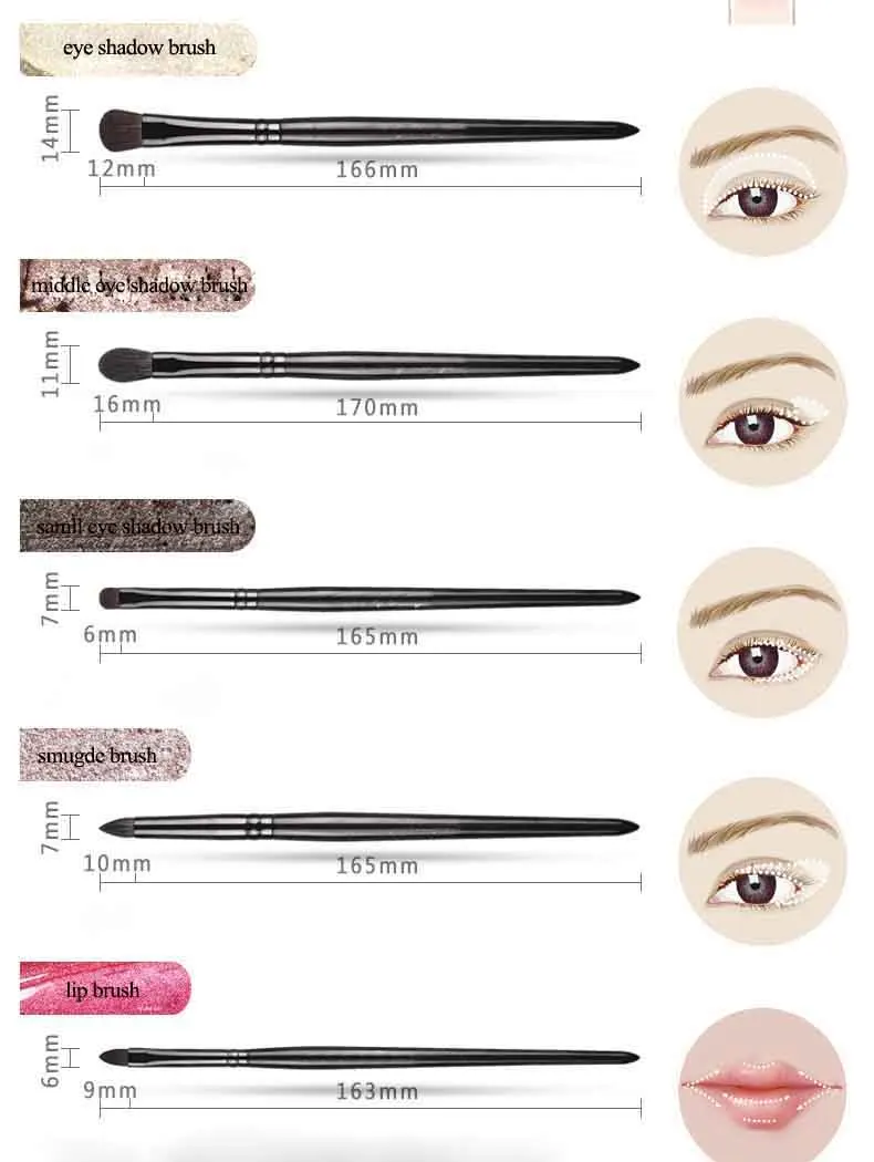 OUMO- 10pcs goat hair makeup brush set professional makeup brushes