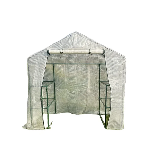 L143 x D73 x H195cm  Garden Walk In Greenhouses 3Shelves& Reinforced PE Cover