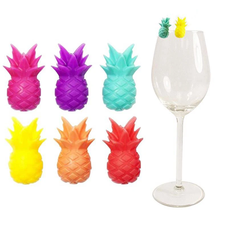 Silicone Red Wine Glass Marker Pineapple Marker Charm Drinking Glass Identification Cup Labels Tag Signs for Party