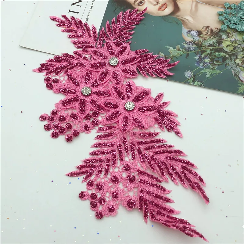 Blossom Flower Applique Clothing Embroidery Patch Sticker Iron On Sew Cloth DIY Fabric Badge Stickers for Clothing Jeans