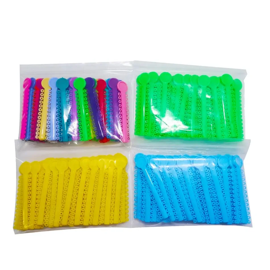 Yahong Dental Sticks Orthodontic Elastic Ligature Ties O Rings Power Chain Multi-color Rubber Plastic Elastomeric Ties for Brace