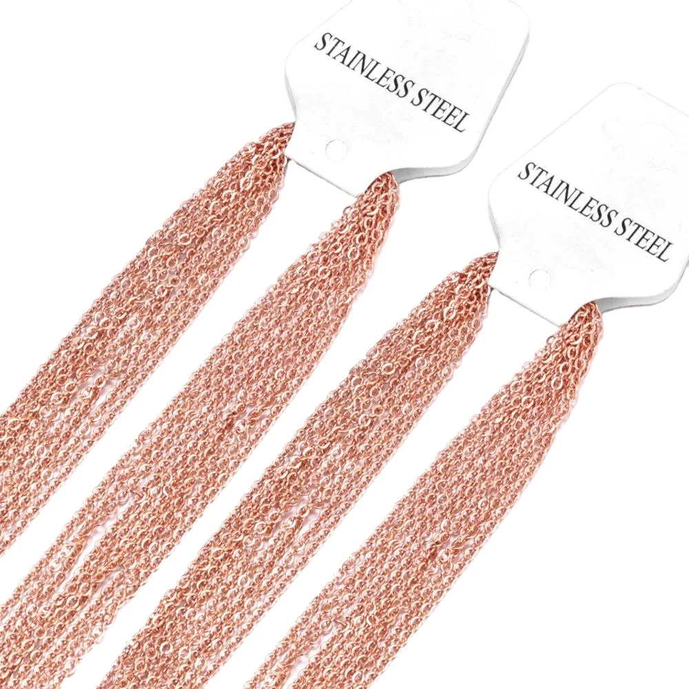 Ширина 2 мм круглая звеньевая цепочка из нержавеющей стали 18 к позолоченные цепочки для ожерелья Оптовая торговля Ювелирная