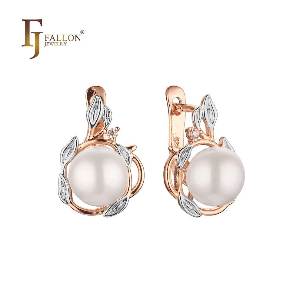 F92202509 FJ Fallon модные ювелирные изделия жемчужные серьги с покрытием из 585 розового золота двухцветная латунь