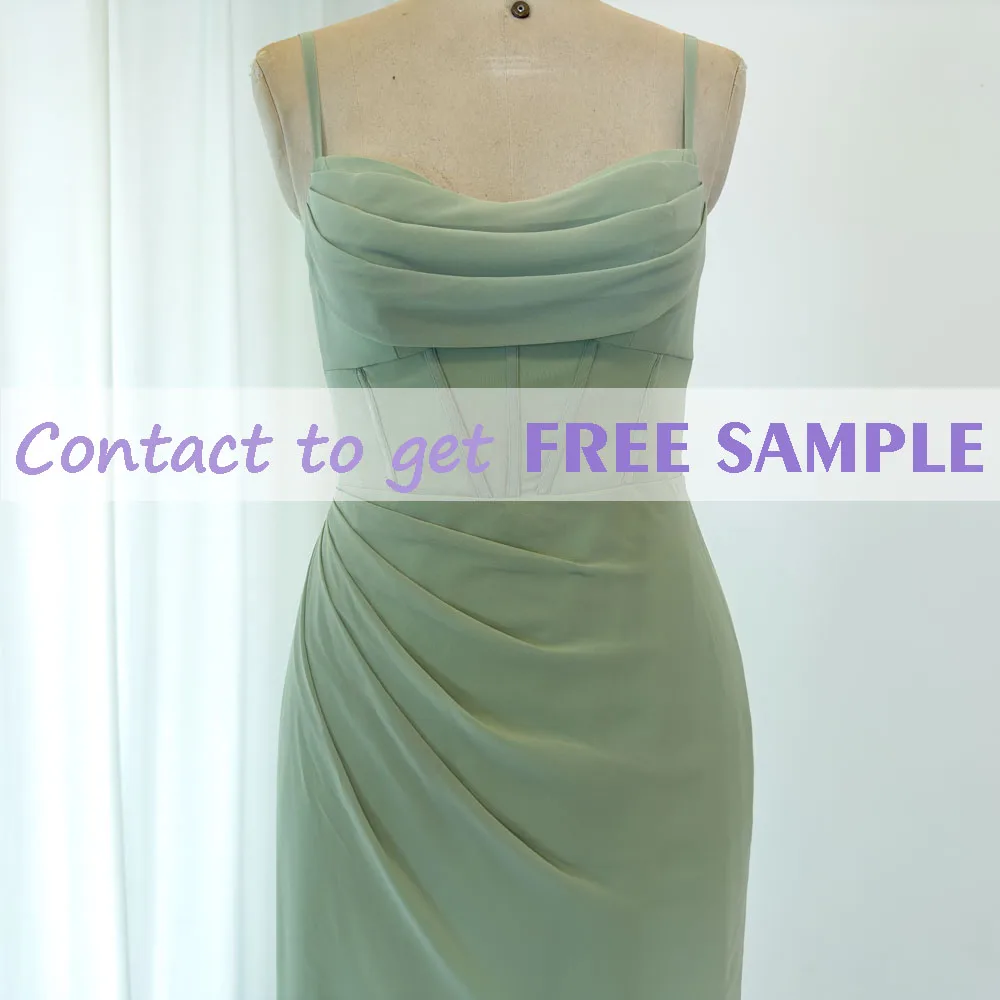 TEENYEE New Arrivals Chiffon slip corseted Floor Length Green Elegant Party Dress Bridesmaid Dresses Wedding