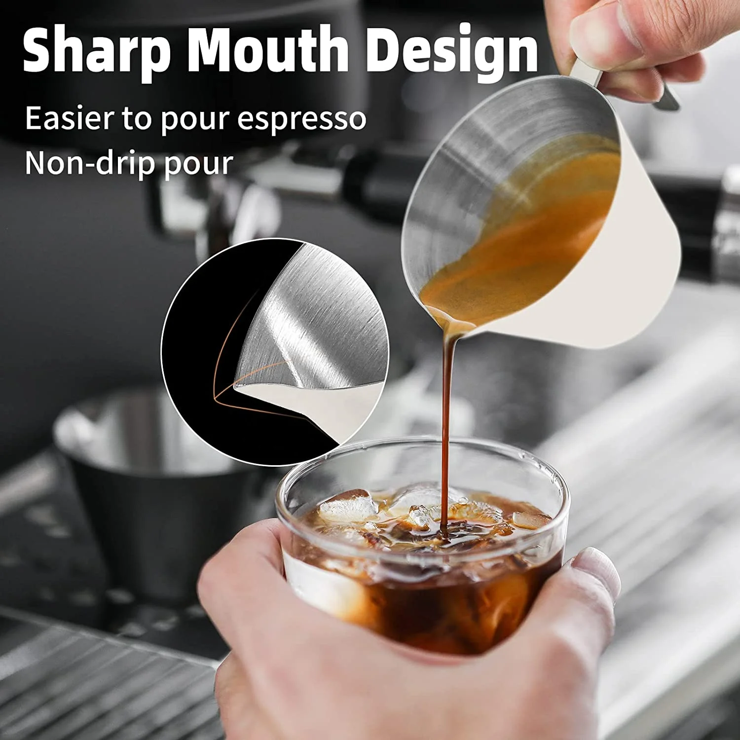 2oz Espresso Shot Cups Stainless Steel Measuring Cup with Handle Pouring Cup with Measurement Scale for Espresso Accessories