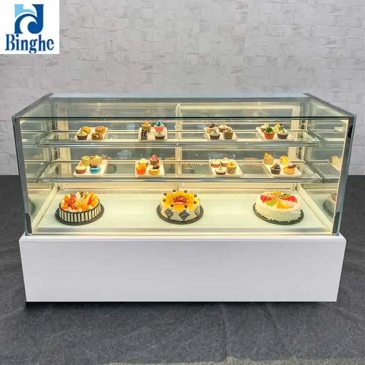 Supermarket bakery coffee shop glass display equipment for refrigerated fruits and vegetables