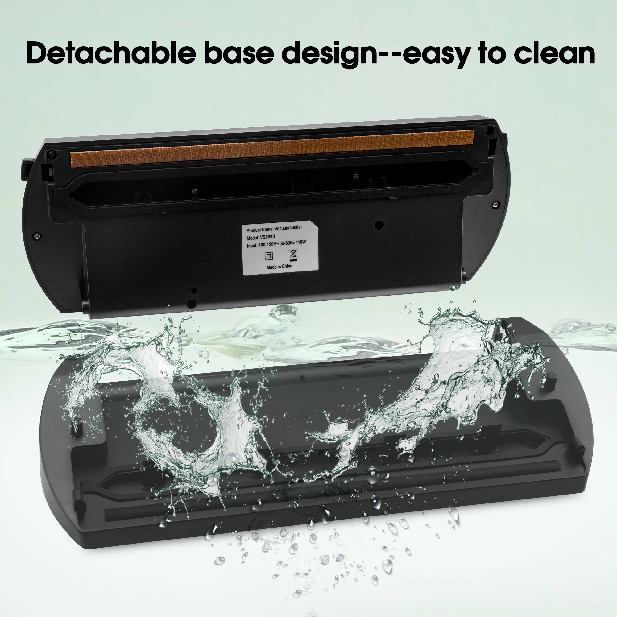 Household Vacuum Sealer Food Preservation Compact Detachable Design with Built-in Cutter Dry & Moist Food Modes