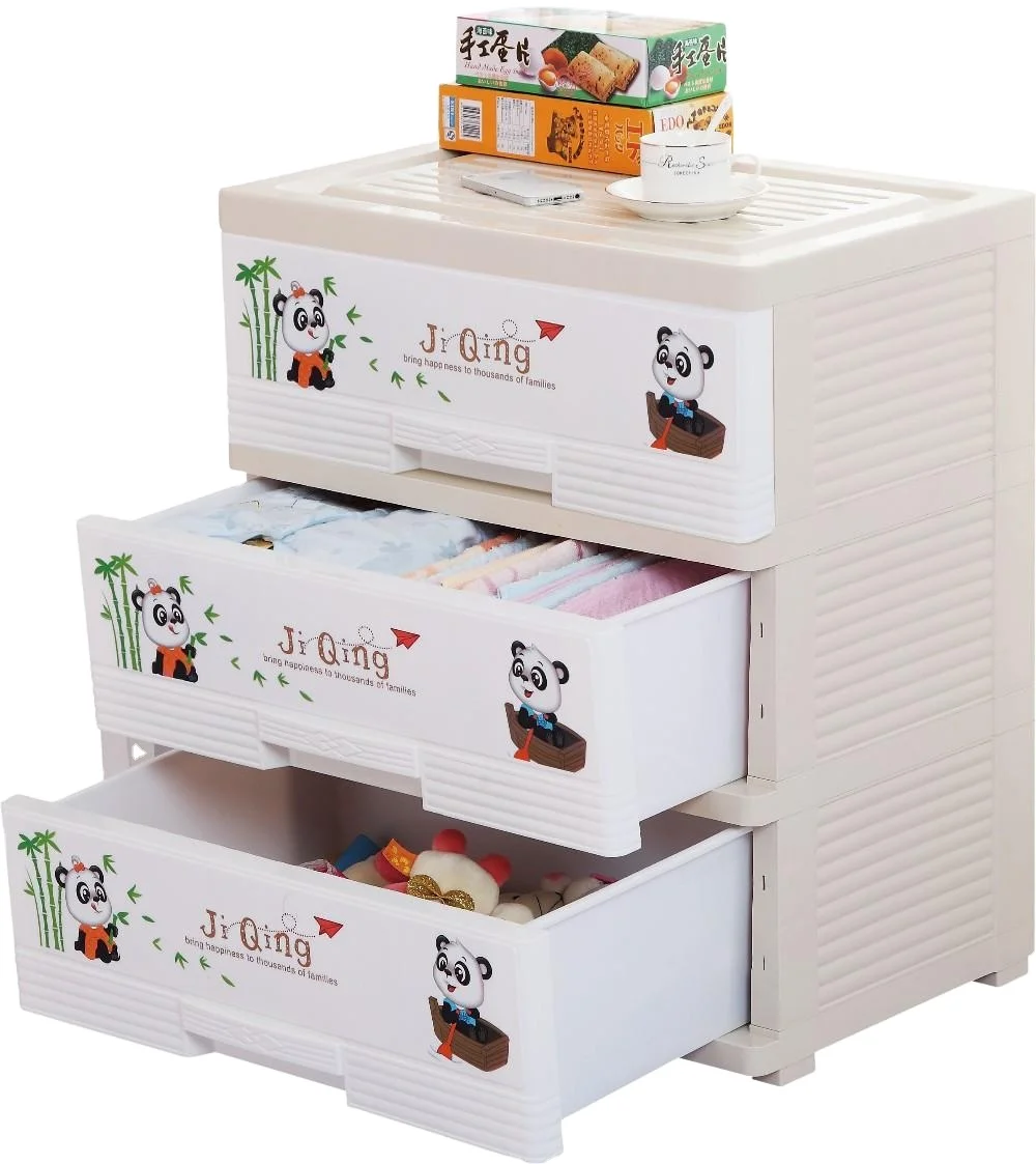 Multi-function Sundries Bedroom Organize Storage 5-tiers Cartoon Design Baby Panda Pattern Plastic Clothes Drawer Cabinet