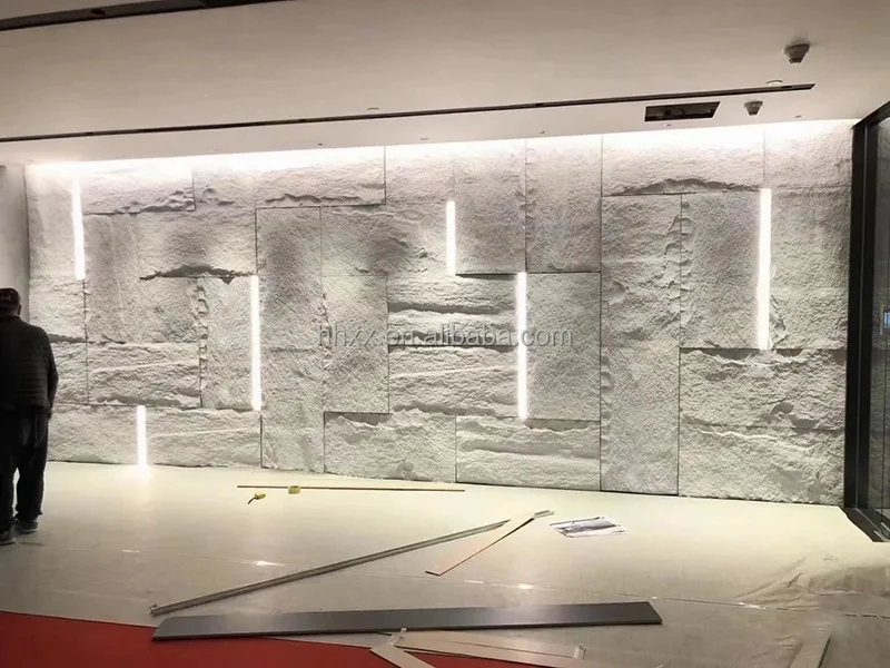 Huge Rock Stone  Panels PU Artificial Stone Veneer Wall Polyurethane Stone Faux Panel Indoor and Outdoor
