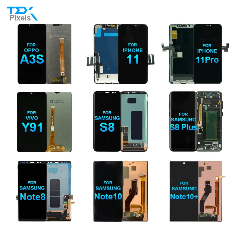 Mobile Phone Lcd For Samsung S8 Note 8 10 Plus Screen For Iphone 11 Pro Cell Phone Lcd Y91 A3S For Gx Vivo Tecno Lcd Screen