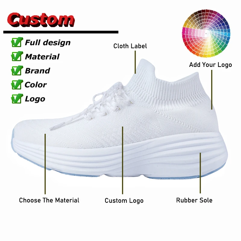 Custom Shoes With Logo Branding White Running Shoes Men Women Sports Low Sneakers Sporty Lightweight Cushioning Long Runner Shoe