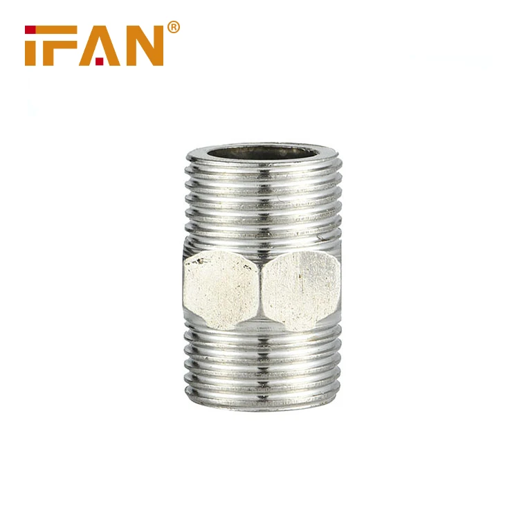 IFAN ASTM F2788 Factory Wholesale Brass Threaded Fittings Customized Brass Pipe Fitting chrome-plated Nipple Brass Fitting