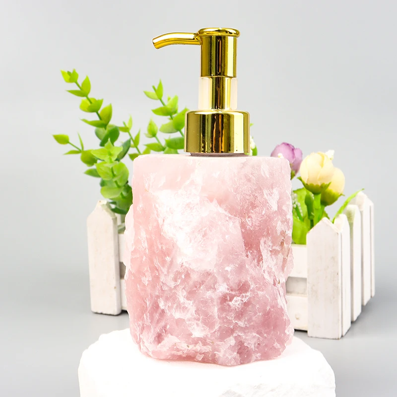 DIY Natural raw stone Amethyst Rose Quartz Crystal Perfume Refill Bottle Carved Prism Oil Bottle with Mascot Theme