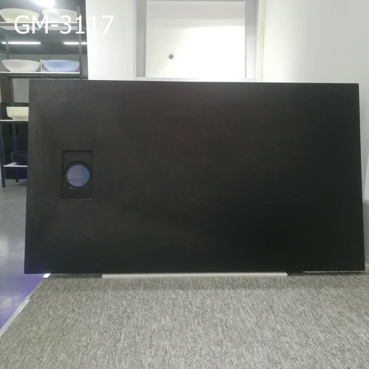GM Custom Shower Tray Rectangular Shaped Stone Resin Black Shower Tray
