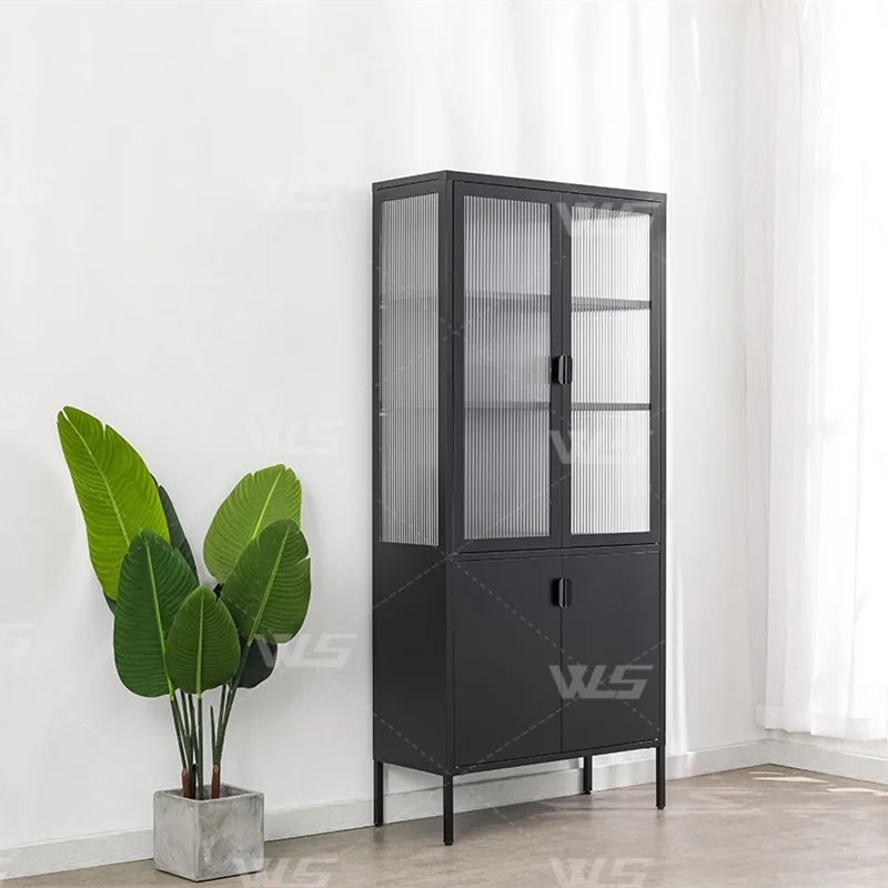 High Quality Durable Nordic Simple Style Household Furniture Metal Display Storage Cabinet Buffet Cabinet Four Doors