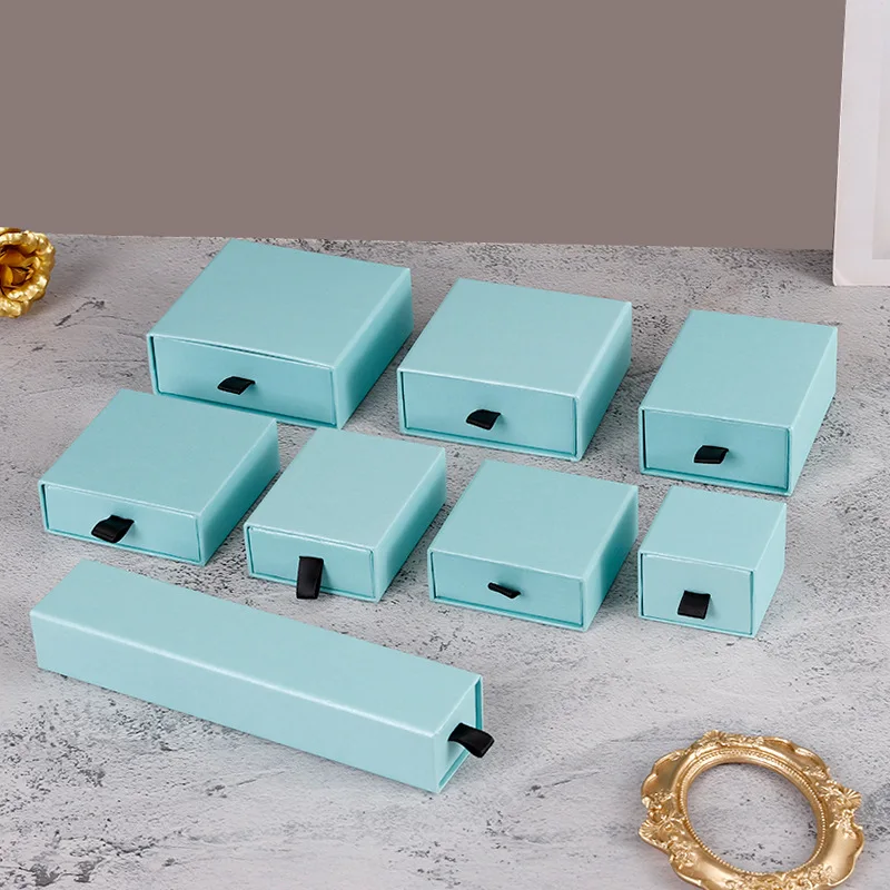 New Logo Custom Cardboard Gift Jewelry Packaging Boxes  Ring Bracelet Necklace Slide Drawer Box For Jewelry Packing