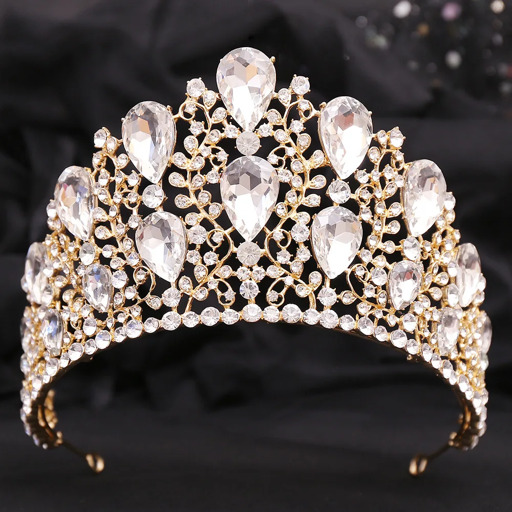 BELLEWORLD H1412 alloy royal toyota crown fashion rhinestone crystal baroque birthday tiara pageant crowns for queens