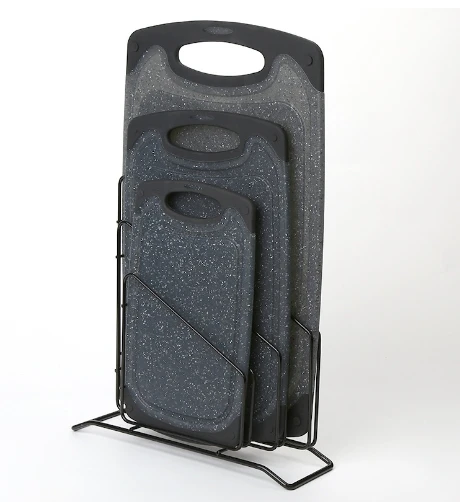 Modern Custom Logo Kitchen Chopping Board Wheat Straw Vegetable Plastic Cutting Borad Set With stand