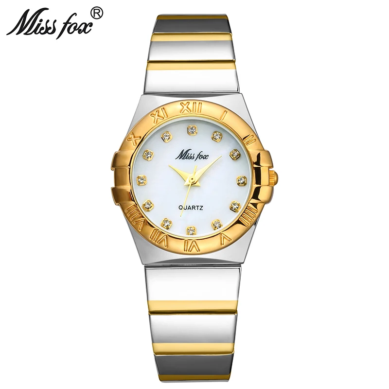
Miss Fox Fashion Watches Women Diamond Roman Numerals Mother Pearl OmegaINGLY Ladies Gold Watch Waterproof Uhr Quartz Wristwatch 