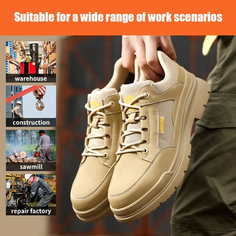 LAnoudun cargo series Khaki stylish safety shoes Professional non-slip SRA safety shoes for men