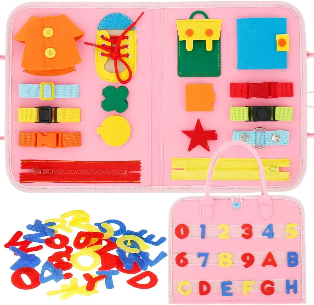 2024new design factory wholesale Montessori Busy Board Educational Toys, 16 in 1 Learn to Dress Toy ,Busy Board for Toddlers