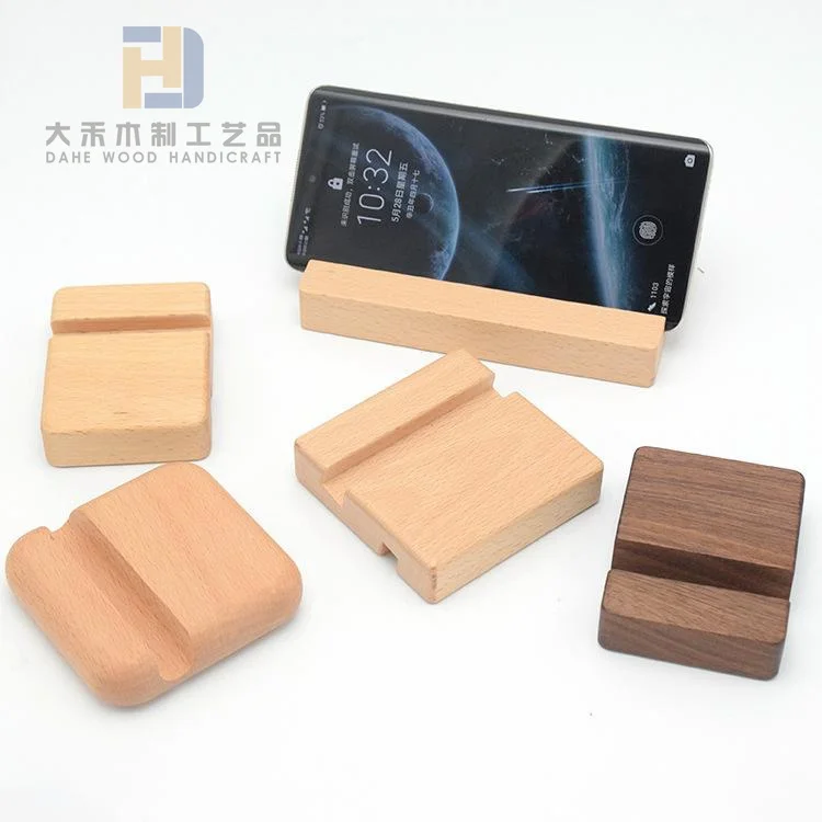 High Quality Polished Wooden Phone Stand Holder Custom Smooth Beech Wood Tablet Stands for Daily Use Table Decor