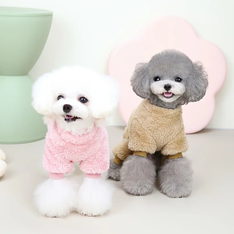 Warm four-legged dog jumpsuit clothes Dog Four Legs Warm Jumpsuits dog clothes with harness opening pet clothes ring